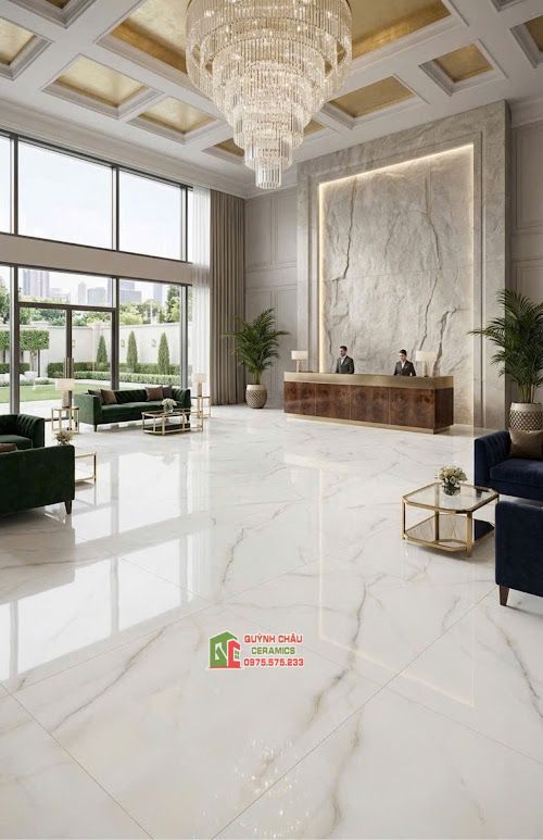 Gạch ấn độ 60x120 trắng vân vàng xám bóng kính