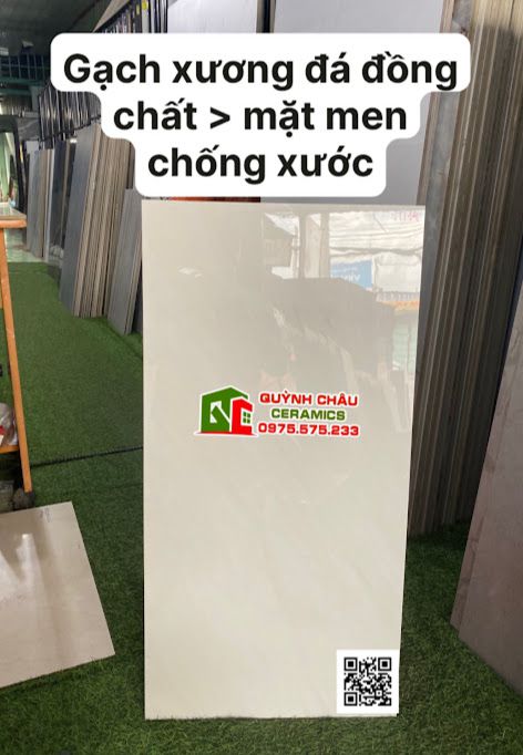 Gạch ốp tường 40x80 kem bóng chống xước đá đồng chất cao cấp