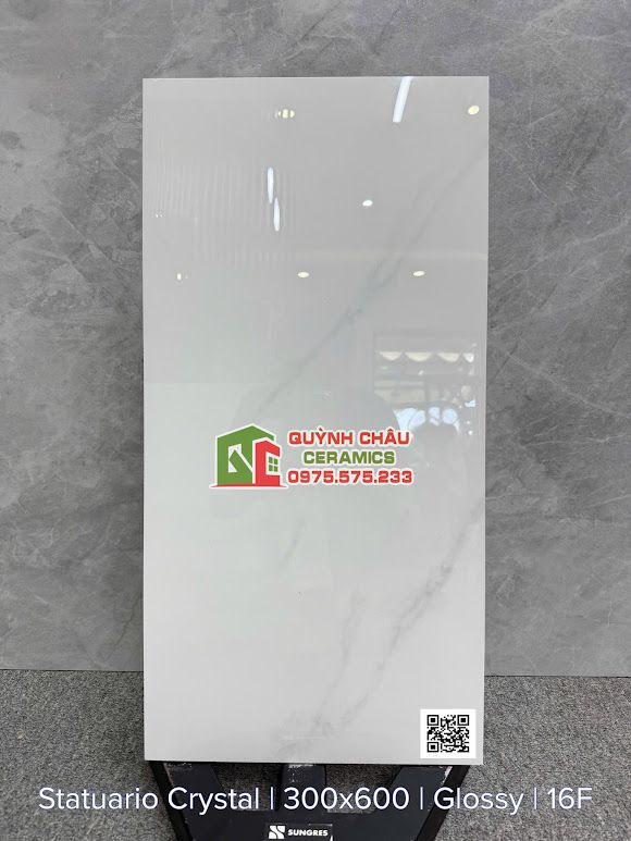 Gạch 30x60 ấn độ bóng trắng vân đá xám