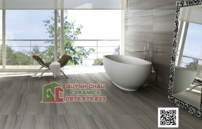 Gạch ốp lát Italia 89x179 màu xám dọc vân đá bóng cao cấp