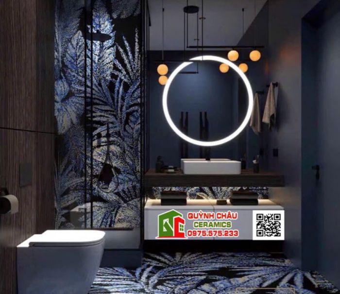 Gạch 80x260 tranh giả mosaic ốp tạo điểm nhấn
