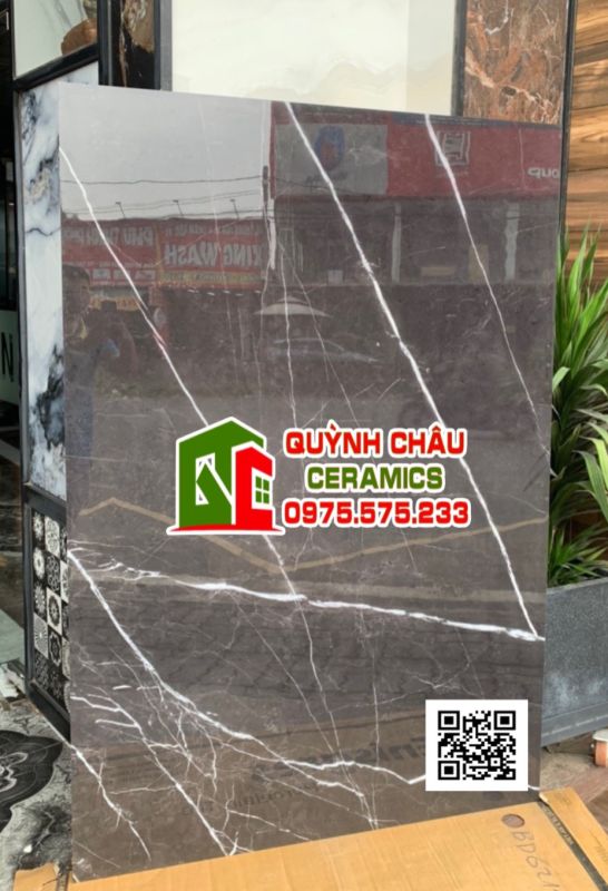 Gạch khổ lớn đen vân siêu bóng 120x180 ốp lát ấn độ