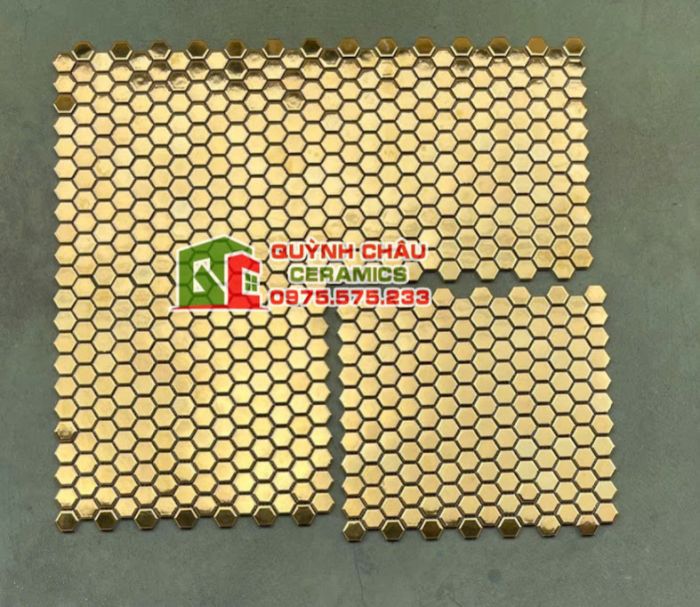 Gạch mosaic mạ vàng hình lục giác cao cấp