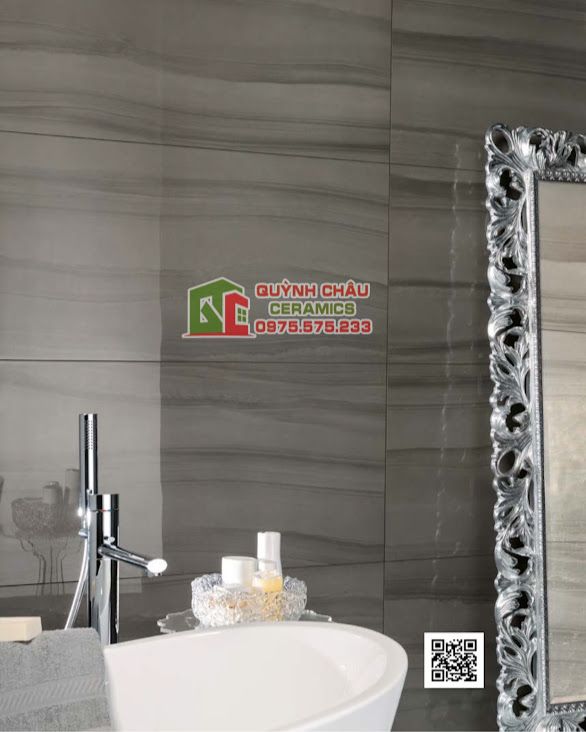 Gạch ốp lát Italia 89x179 màu xám dọc vân đá bóng cao cấp