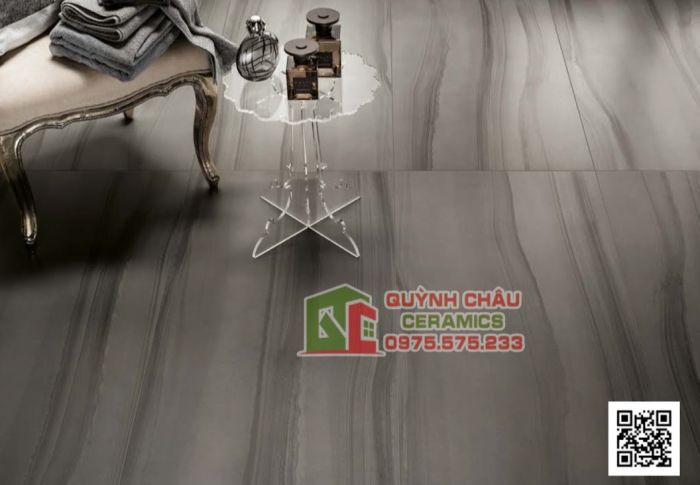 Gạch ốp lát Italia 89x179 màu xám dọc vân đá bóng cao cấp