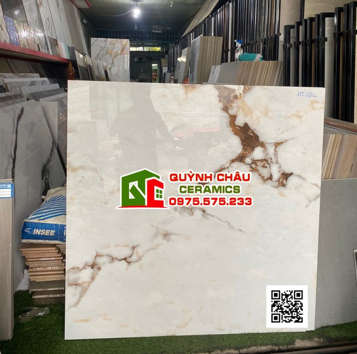 Gạch lát nền 100x100 ấn độ đá marble vân vàng đẹp