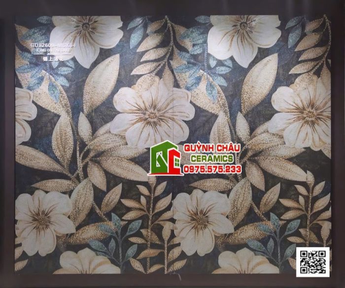 Gạch 80x260 tranh giả mosaic ốp phòng khách đẹp