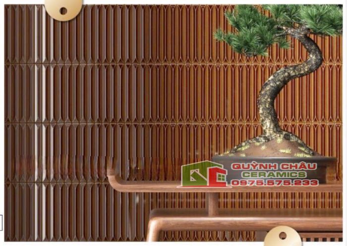 Gạch mosaic que đũa nâu cánh gián vát cạnh