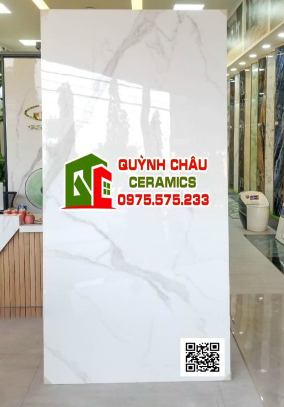 Gạch lát nền ấn độ 120x240 xương đá porcelain trắng vân bóng kiếng