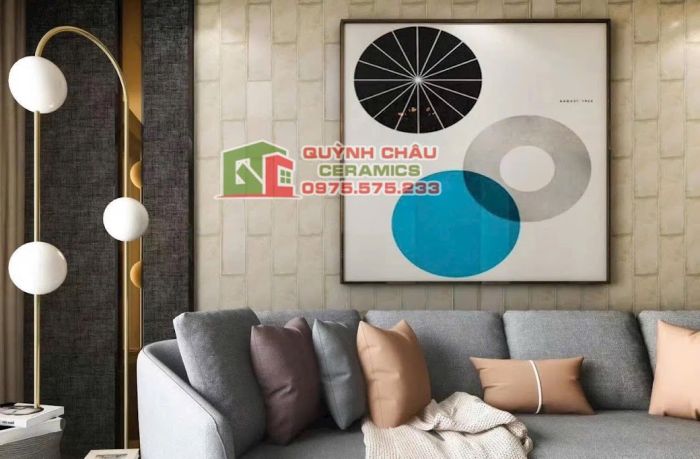 Gạch thẻ gợn sóng 10x30 men hiệu ứng xám giả cổ 