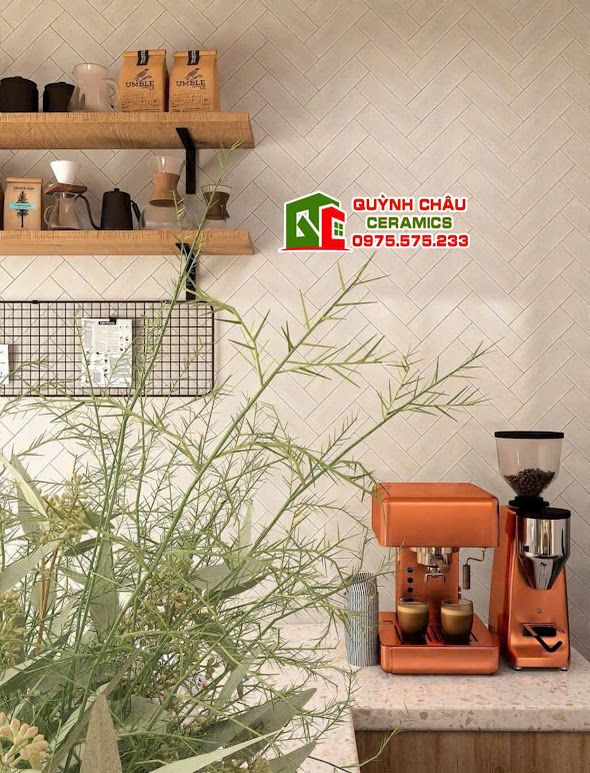 Gạch thẻ 6x20 màu trắng men rạn bóng