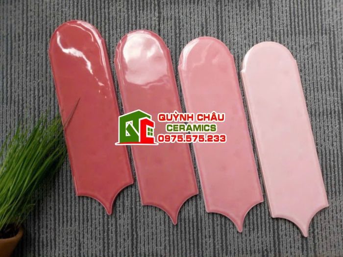 Gạch thẻ lông vũ gợn sóng màu hồng san hô