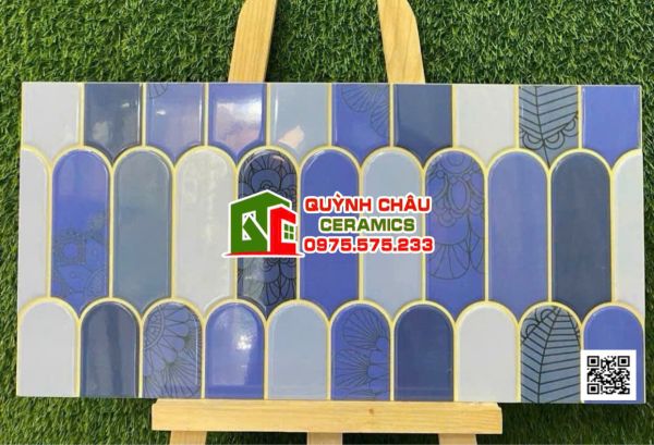 Gạch 30x60 lông vũ trang trí mix màu xanh phối trộn Gạch 30x60 lông vũ trang trí mix màu xanh phối trộn