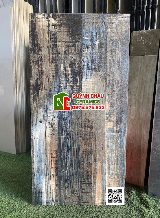  Gạch 60x120 vân gỗ họa tiết sơn dầu hiệu ứng màu cổ điển