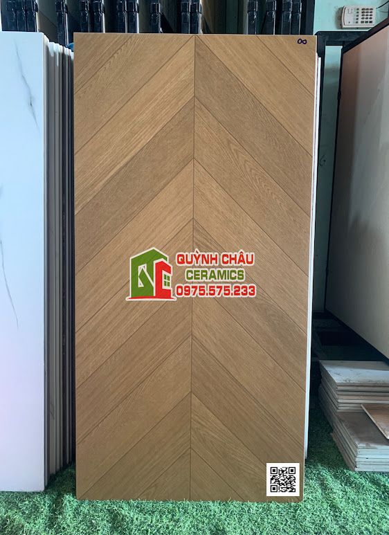 Gạch 60x120 vân gỗ xương cá hiệu ứng màu tối