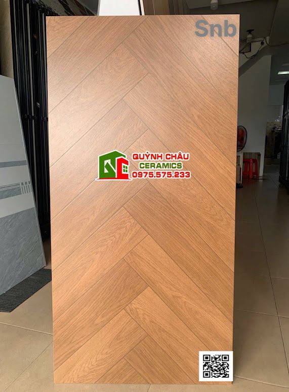 Gạch 60x120 vân xương cá giả gỗ màu nâu vàng