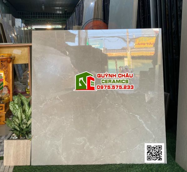 Gạch 80x80 ấn độ vân đá rạn màu xám kem carat beige bề mặt bóng