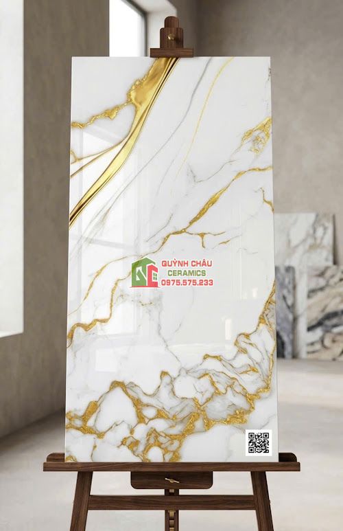 Gạch ấn độ 60x120 bóng kính trắng vàng kim vân đá đẹp