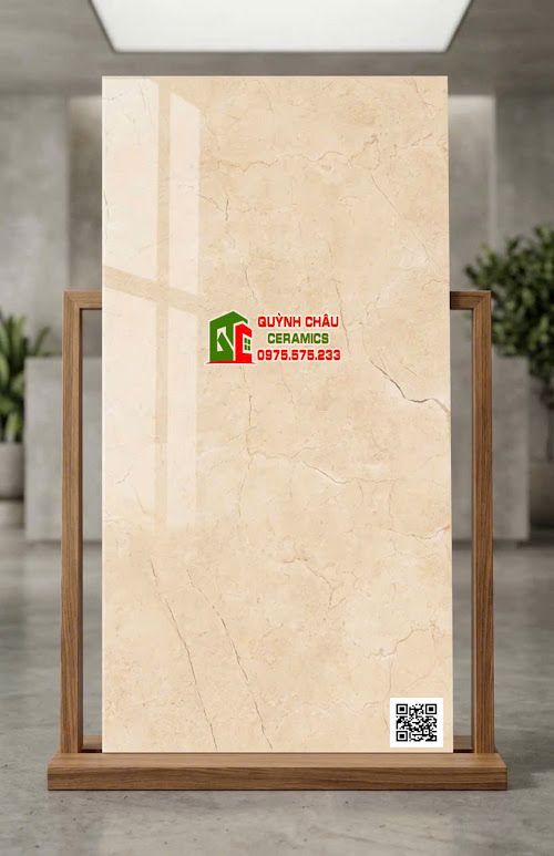 Gạch ấn độ 60x120 bóng kính vàng kem sang trọng