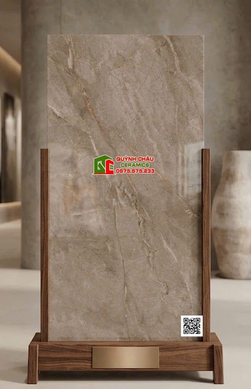 Gạch ấn độ 60x120 màu nâu vân đá bóng kính