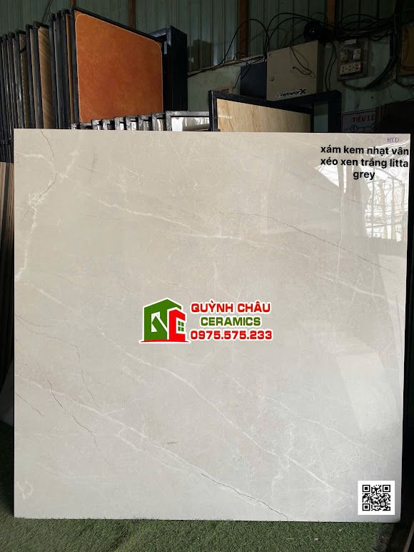 Gạch Big Slab 120x120 ấn độ xám kem nhạt xen trắng lita Grey      