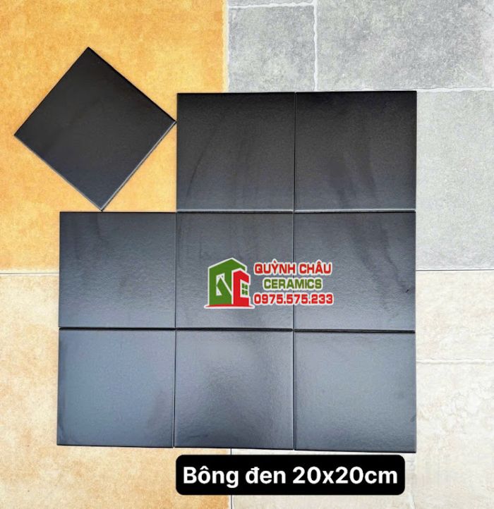 Gạch bông 20x20 đá đen mờ đơn sắc