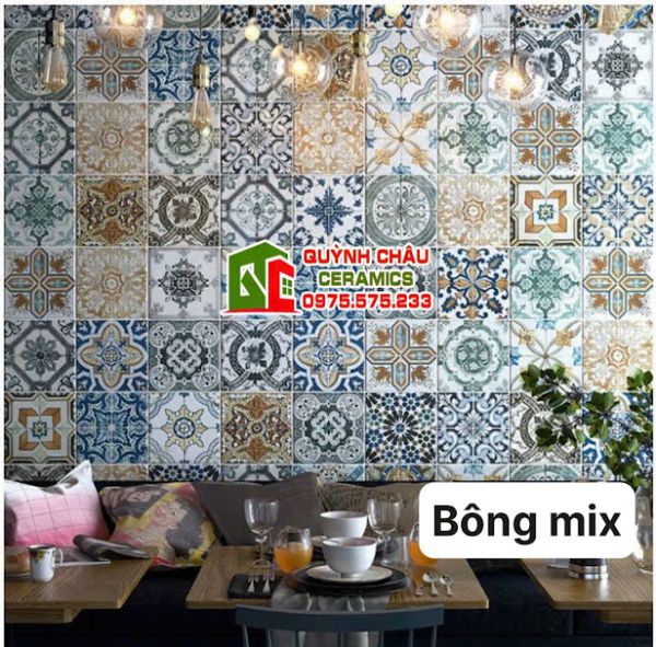Gạch bông 20x20 mix trộn hoa văn