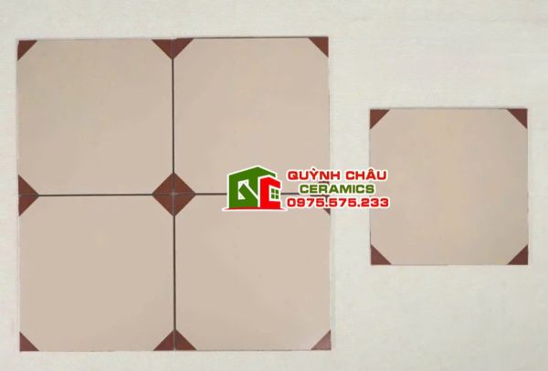 Gạch bông 30x30 giả cổ kem nâu đỏ bát giác