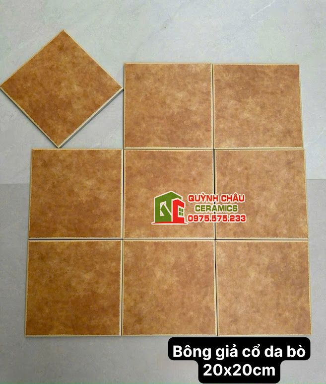 Gạch bông cổ da bò 20x20cm đá mờ