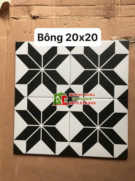 Gạch bông hoa văn đen 20x20 ấn tượng