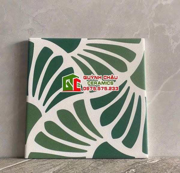 Gạch bông hoa văn vỏ sò xanh lá 20x20 cm