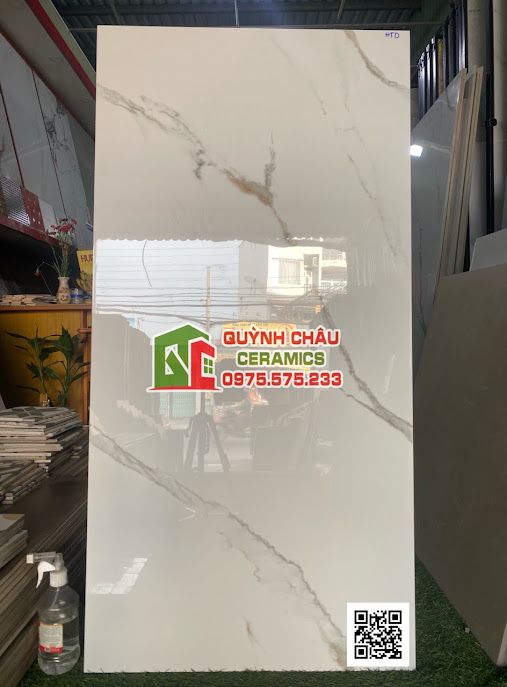 Gạch bóng kiếng 60x120 trắng vân nâu vàng Catuta Stone ấn độ giá rẻ