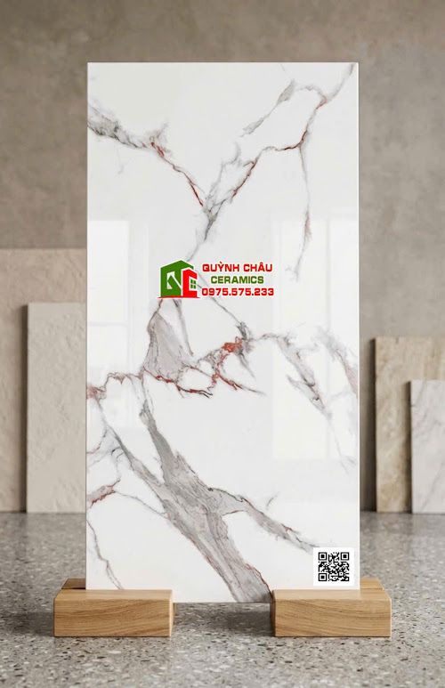 Gạch bóng kính 60x120 vân đá Marble xám khói nâu đỏ