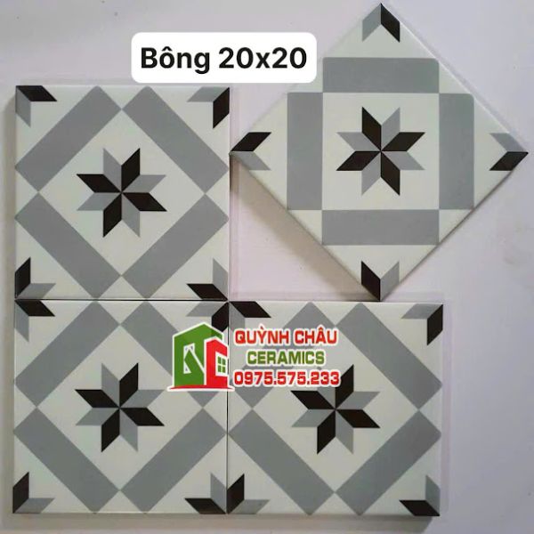 Gạch bông lát nền 20x20 hoa văn đẹp đơn giản