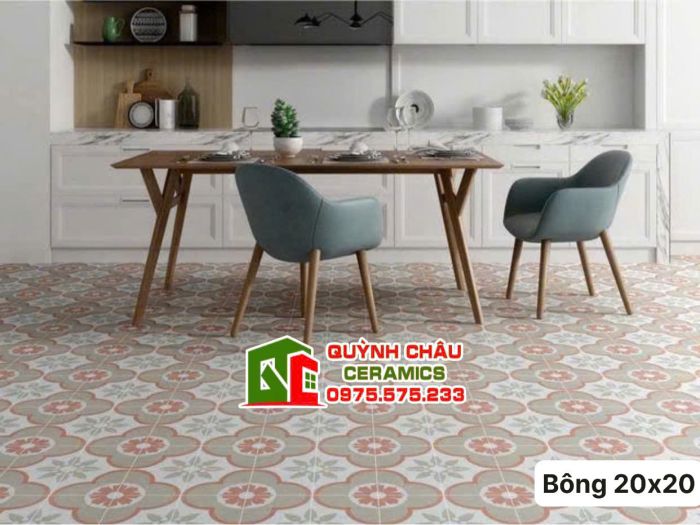 Gạch bông màu sắc cổ điển hoa văn 20x20 trung quốc