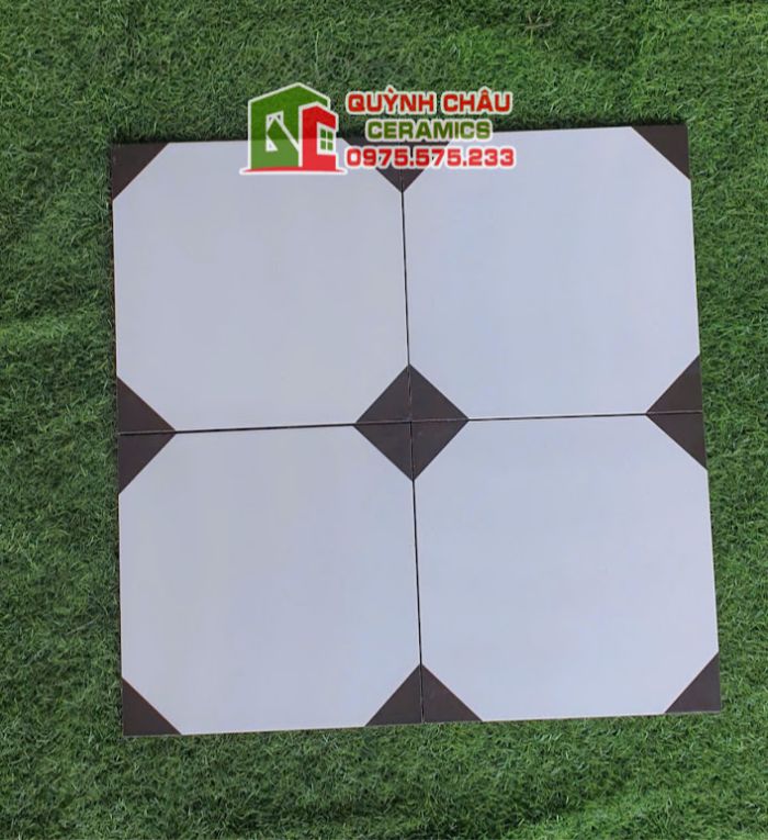 Gạch bông men 30x30 trắng đen hình bát giác