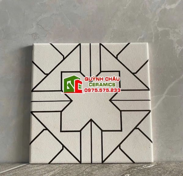 Gạch bông xương đá 20x20 hoạ tiết trắng đen