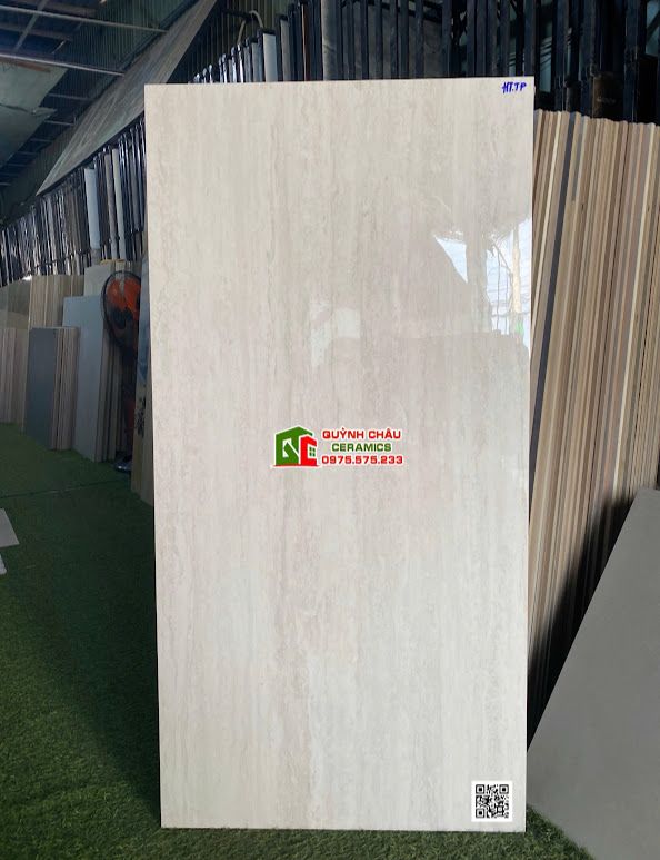 Gạch granite 60x120 Travertine vân đá xám sáng bóng kiếng