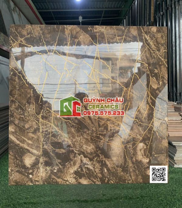 Gạch khắc kim 80x80 nâu vân đá sang trọng cao cấp