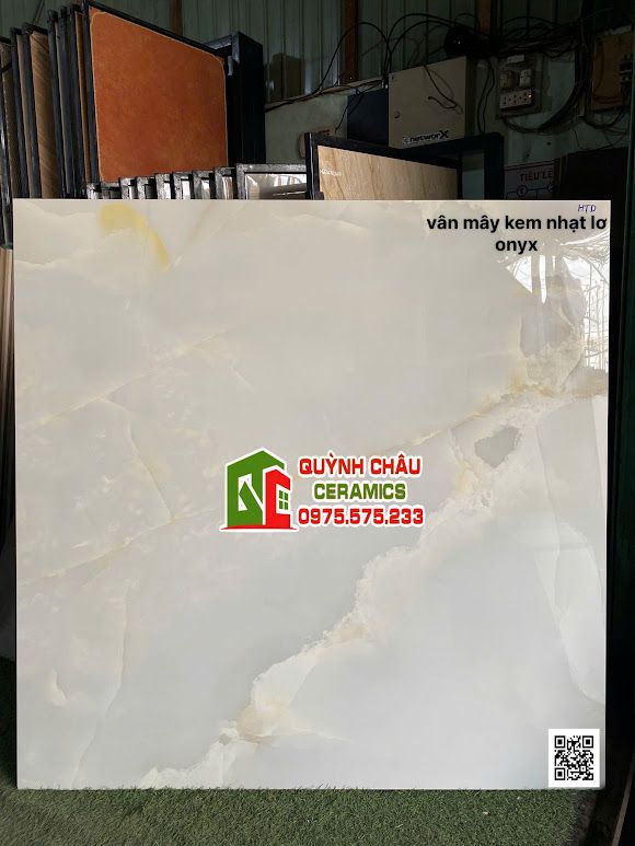 Gạch lát nền 120x120 ấn độ vân mây kem nhạt lơ Onyx        