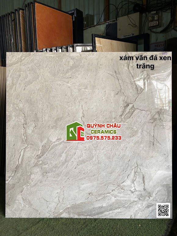 Gạch lát nền 120x120 ấn độ xám vân đá xen trắng     