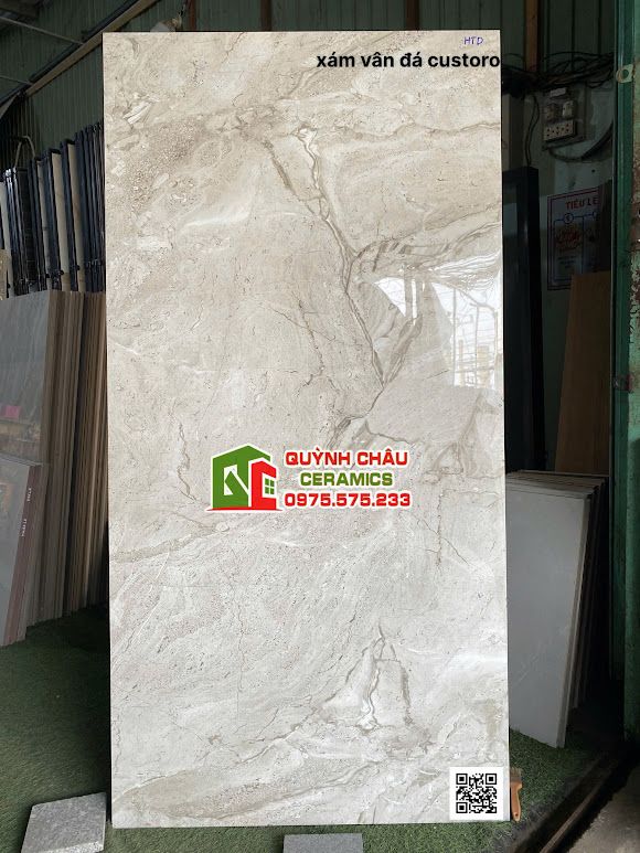 Gạch lát nền 80x160 bóng kính xám vân đá ấn độ