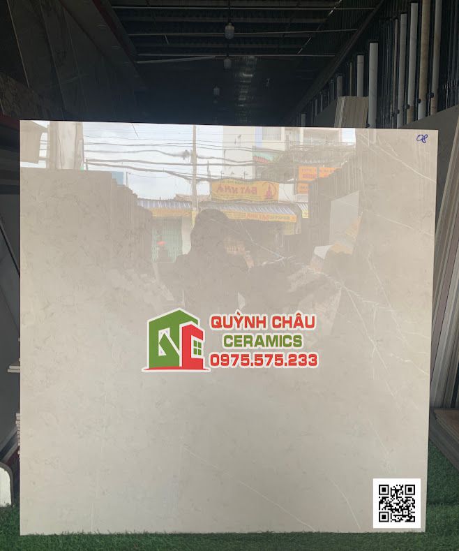 Gạch lát nền ấn độ 100x100 màu kem nâu vân chìm đá bóng kiếng