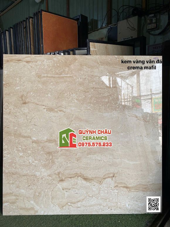 Gạch lát nền ấn độ 120x120 kem vàng vân đá Crema Mafil             