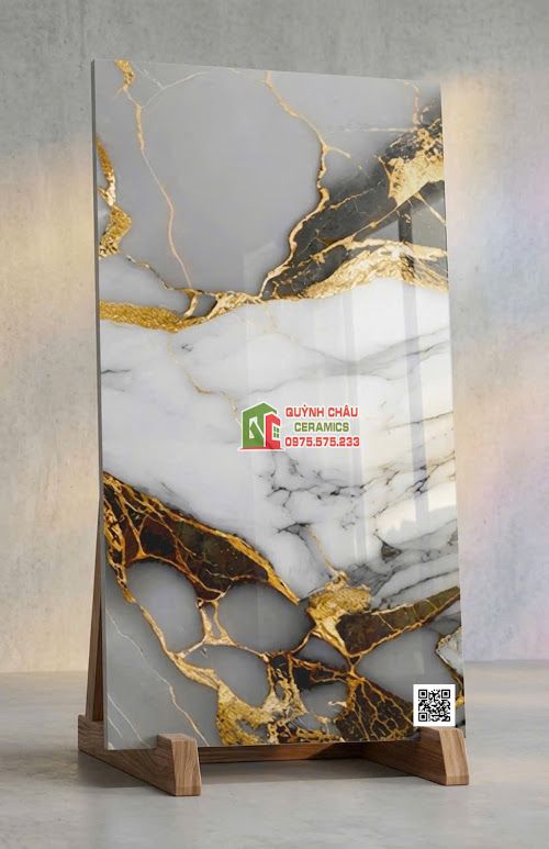 Gạch lát nền ấn độ 60x120 vân đá trắng vàng đẹp