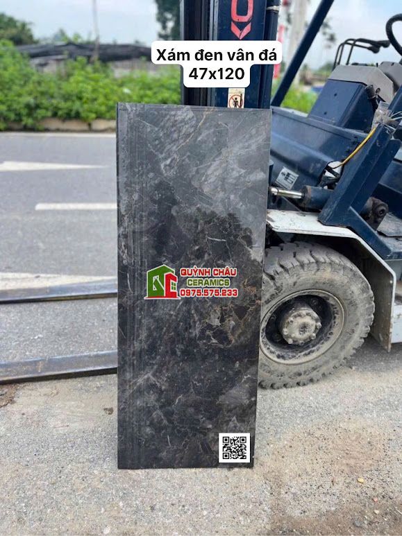 Gạch lát tam cấp cầu thang 47x120 xám đen vân đá