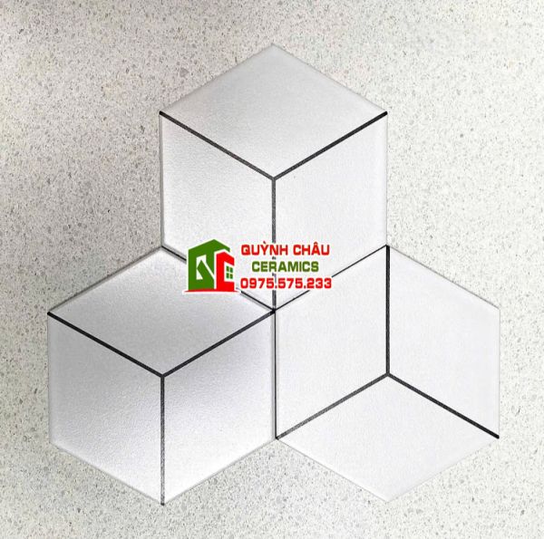 Gạch lục giác 3D trắng 3 tia Gạch lục giác 3D trắng 3 tia