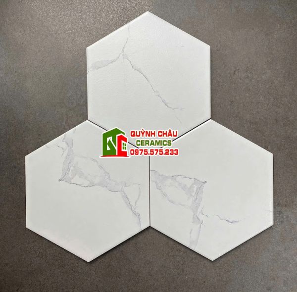Gạch lục giác mờ trắng vân mây xám Gạch lục giác mờ trắng vân mây xám