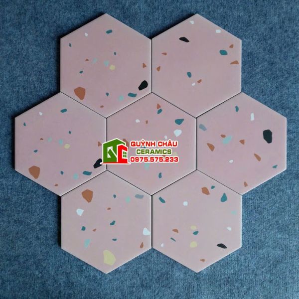 Gạch lục giác terrazzo màu hồng Gạch lục giác terrazzo màu hồng