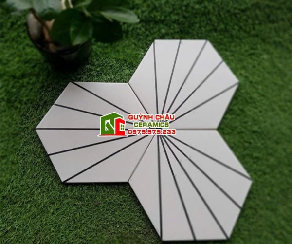 Gạch lục giác trắng cánh quạt 5 tia Gạch lục giác trắng cánh quạt 5 tia